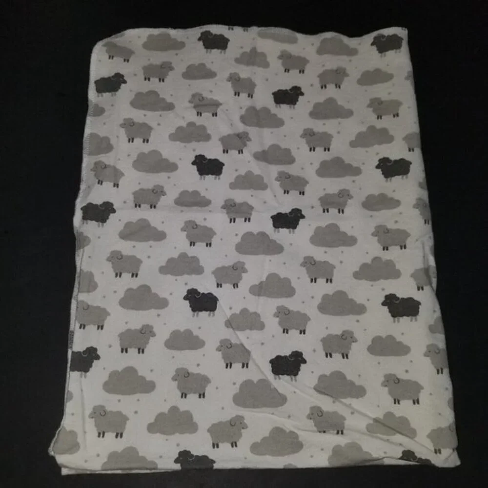 Carter's Gray White Sheep Clouds Receiving Blanket Lovey Security 100% Cotton